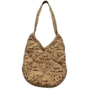 Forever 21 Tan Knit Shoulder Bag Purse with Inside Pocket